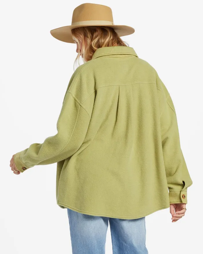 Billabong Tops Women Anytime Shacket Oversized ButtonThrough Jacket Avocado Billabong Tops Women Anytime Shacket Oversized ButtonThrough Jacket Avocado