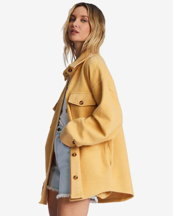 Billabong Tops Women Anytime Shacket Oversized ButtonThrough Jacket Gold Coast Billabong Tops Women Anytime Shacket Oversized ButtonThrough Jacket Gold Coast
