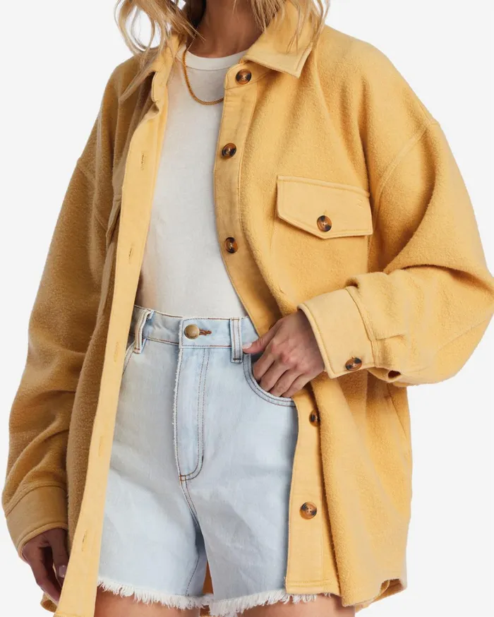 Billabong Tops Women Anytime Shacket Oversized ButtonThrough Jacket Gold Coast Billabong Tops Women Anytime Shacket Oversized ButtonThrough Jacket Gold Coast