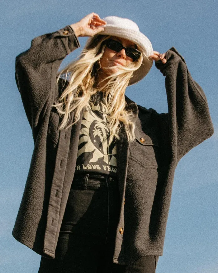 Billabong Tops Women Anytime Shacket Oversized ButtonThrough Jacket Off Black 1 Billabong Tops Women Anytime Shacket Oversized ButtonThrough Jacket Off Black 1