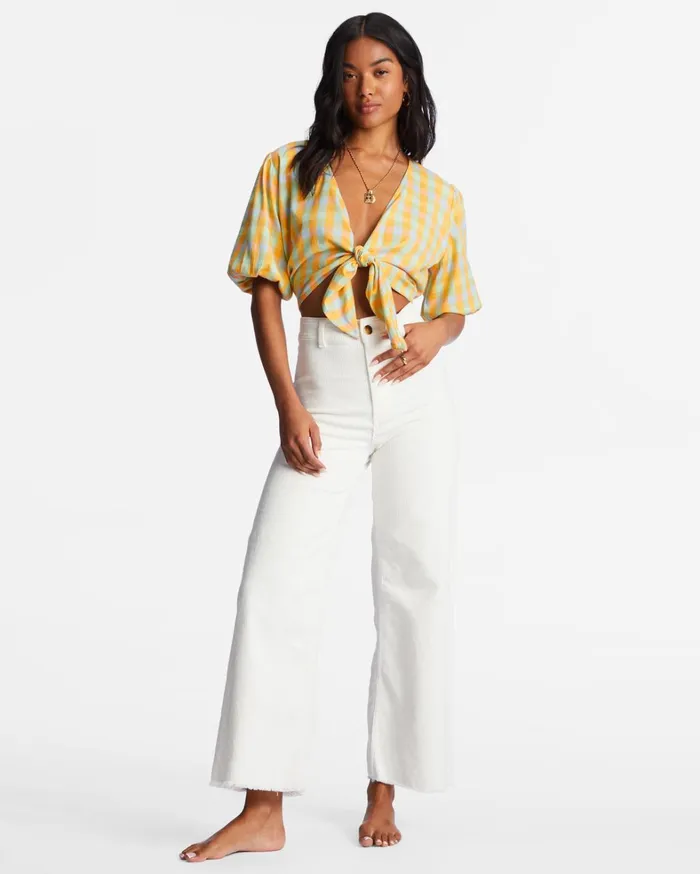 Billabong Tops Women As You Wish TieFront Top Multi Billabong Tops Women As You Wish TieFront Top Multi