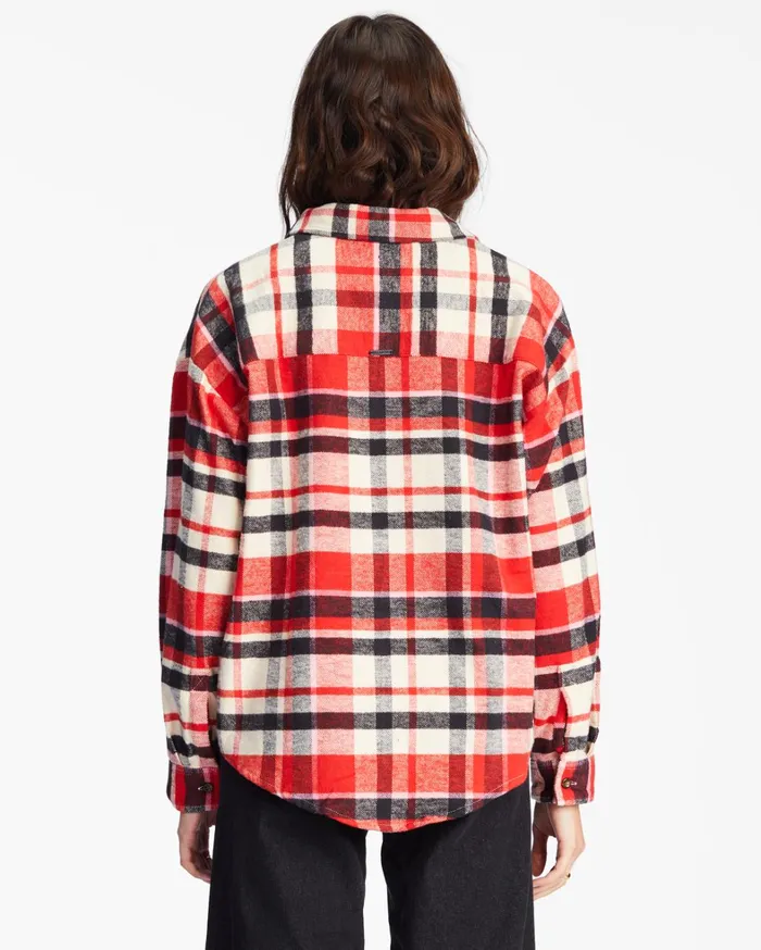 Billabong Tops Women Easy Breezy Long Sleeve ButtonUp Shirt Red Magic Billabong Tops Women Easy Breezy Long Sleeve ButtonUp Shirt Red Magic