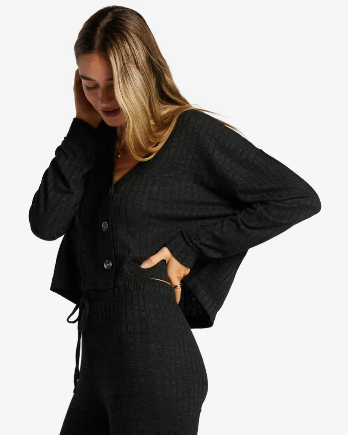 Billabong Tops Women Keep On Cardigan Black Sands Billabong Tops Women Keep On Cardigan Black Sands