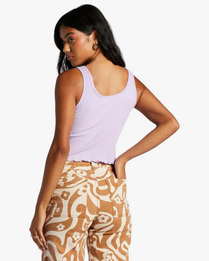 Billabong Tops Women Notch Tank Ribbed Tank Top Lilac Breeze Billabong Tops Women Notch Tank Ribbed Tank Top Lilac Breeze