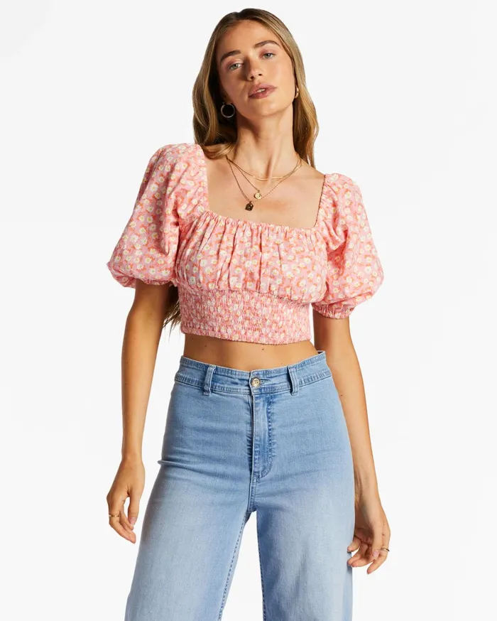 Billabong Tops Women Only You Crop Top Flamingo