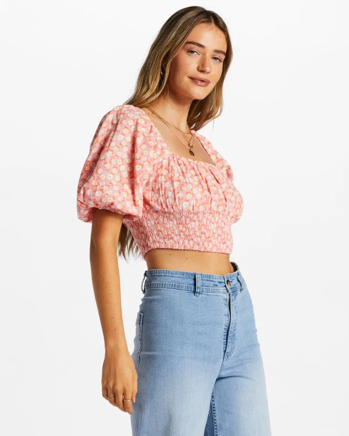 Billabong Tops Women Only You Crop Top Flamingo Billabong Tops Women Only You Crop Top Flamingo