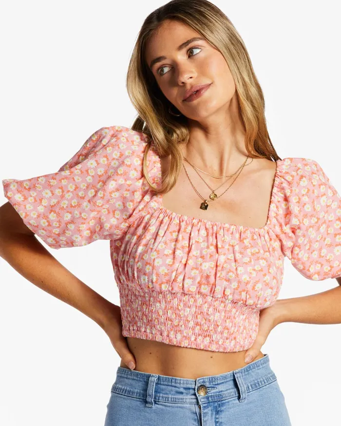 Billabong Tops Women Only You Crop Top Flamingo Billabong Tops Women Only You Crop Top Flamingo