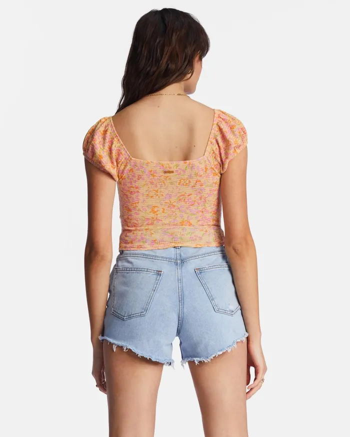Billabong Tops Women Pretty Sweet Crop Top Peach Punch Billabong Tops Women Pretty Sweet Crop Top Peach Punch