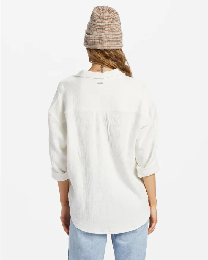 Billabong Tops Women Right On Long Sleeve Shirt Salt Crystal Billabong Tops Women Right On Long Sleeve Shirt Salt Crystal