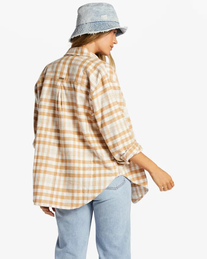 Billabong Tops Women So Stoked Long Sleeve Shirt Truffle Billabong Tops Women So Stoked Long Sleeve Shirt Truffle