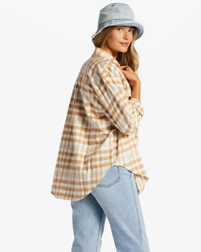 Billabong Tops Women So Stoked Long Sleeve Shirt Truffle Billabong Tops Women So Stoked Long Sleeve Shirt Truffle