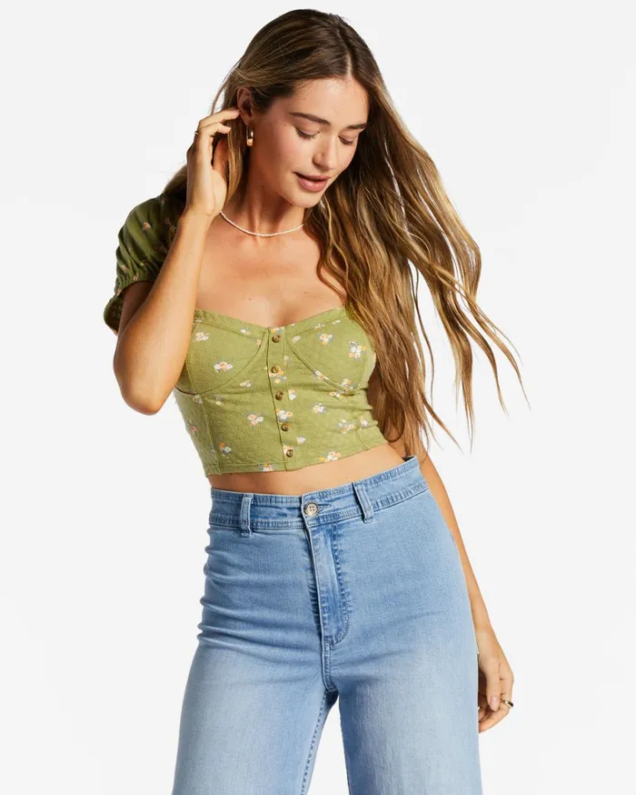 Billabong Tops Women Sweet Memory Knitted Top Green Eyes