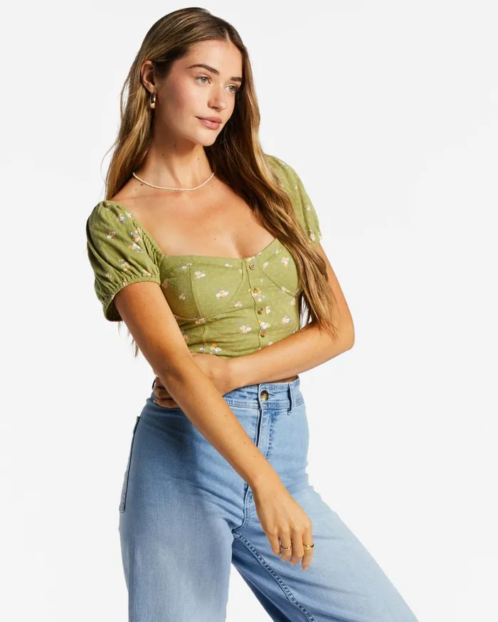 Billabong Tops Women Sweet Memory Knitted Top Green Eyes Billabong Tops Women Sweet Memory Knitted Top Green Eyes