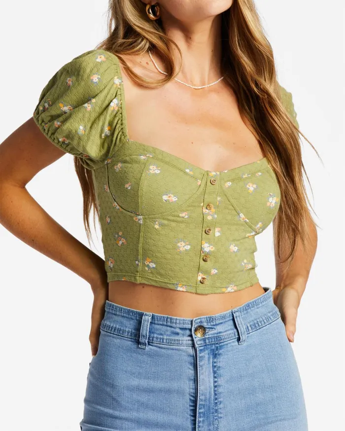 Billabong Tops Women Sweet Memory Knitted Top Green Eyes Billabong Tops Women Sweet Memory Knitted Top Green Eyes