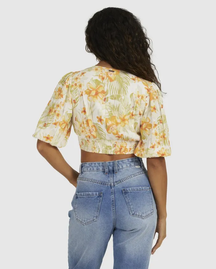 Billabong Tops Women Utopia Top Floral Shirt Salt Crystal Billabong Tops Women Utopia Top Floral Shirt Salt Crystal