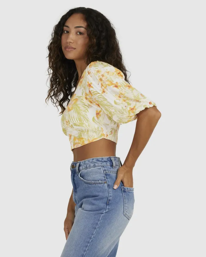Billabong Tops Women Utopia Top Floral Shirt Salt Crystal Billabong Tops Women Utopia Top Floral Shirt Salt Crystal