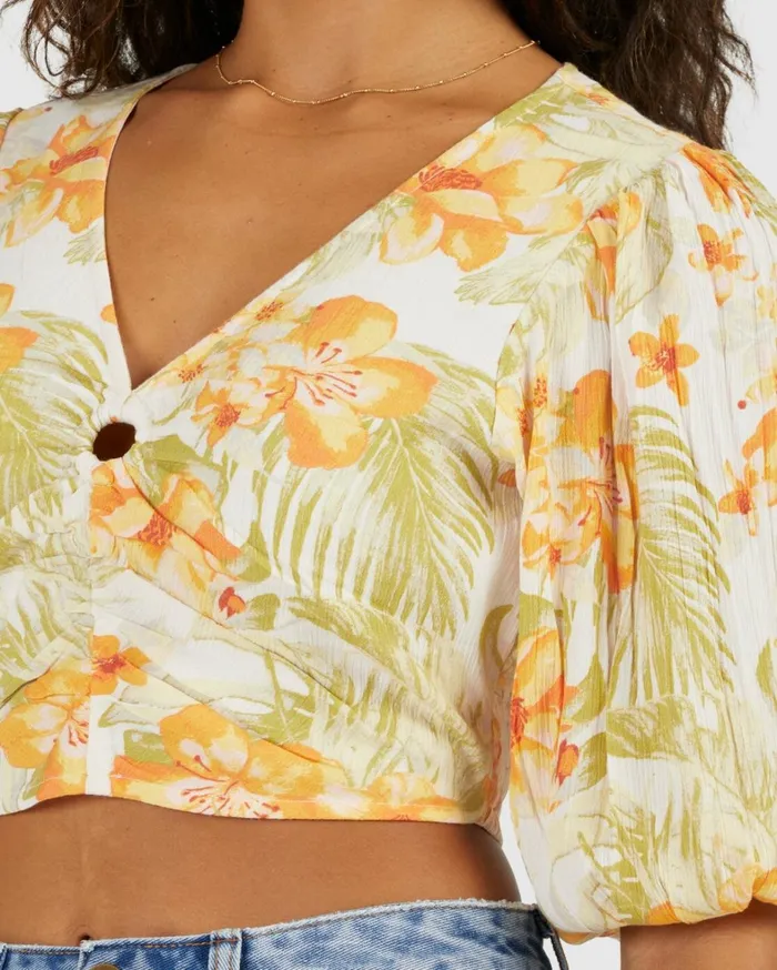 Billabong Tops Women Utopia Top Floral Shirt Salt Crystal Billabong Tops Women Utopia Top Floral Shirt Salt Crystal