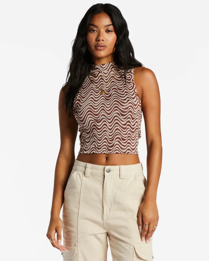 Billabong Tops Women Wavey Babe Knitted Tank Top Mocha