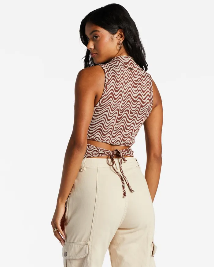Billabong Tops Women Wavey Babe Knitted Tank Top Mocha Billabong Tops Women Wavey Babe Knitted Tank Top Mocha
