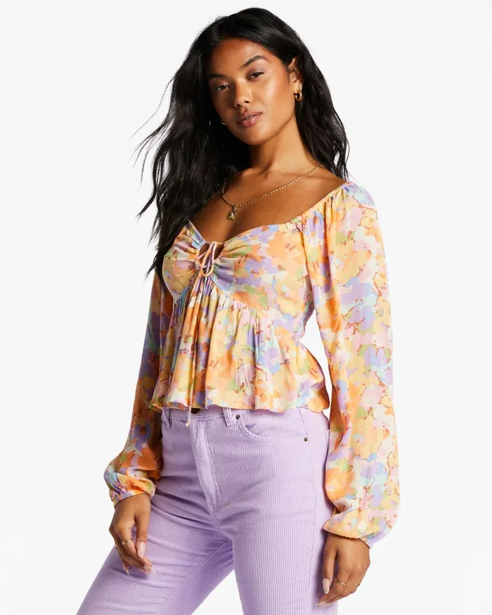 Billabong Tops Women Your Fav Crop Top White Multi Billabong Tops Women Your Fav Crop Top White Multi