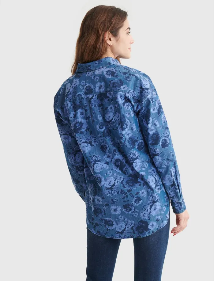 Blouses Women Lucky Brand Boyfriend Indigo Overdye Shirt Indigo Multi