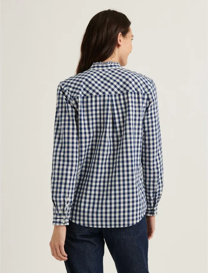 Blouses Women Lucky Brand Classic Ruffle Shirt Navy Multi