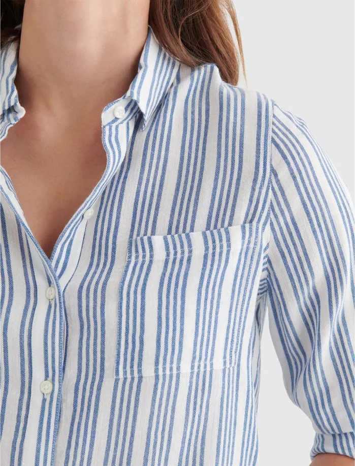 Blouses Women Lucky Brand Classic Shirt Navy Multi