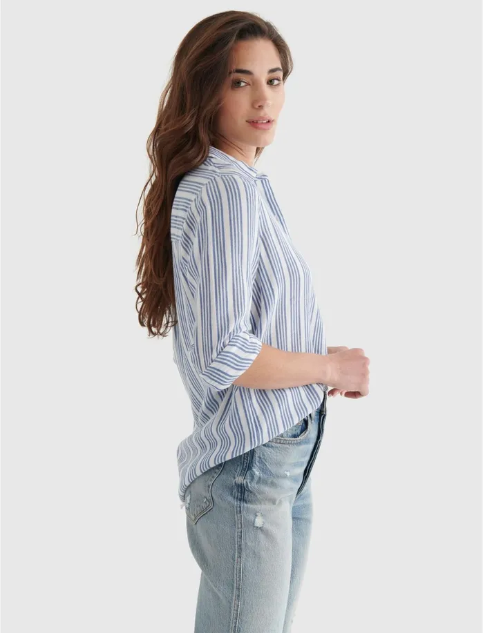 Blouses Women Lucky Brand Classic Shirt Navy Multi