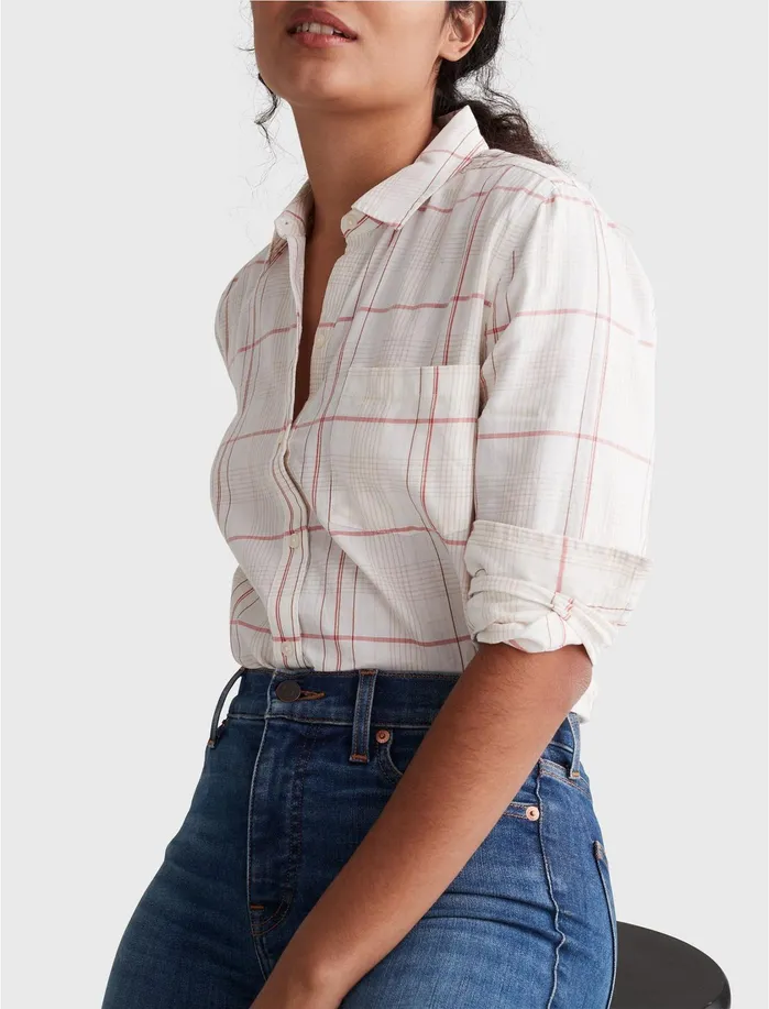 Blouses Women Lucky Brand Classic Shirt White Multi