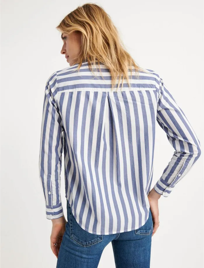 Blouses Women Lucky Brand Classic Stripe Poplin Shirt Blue Multi