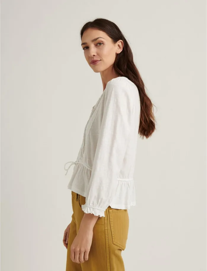 Blouses Women Lucky Brand Lace Tie Waist 3q Sleeve Top Bright White