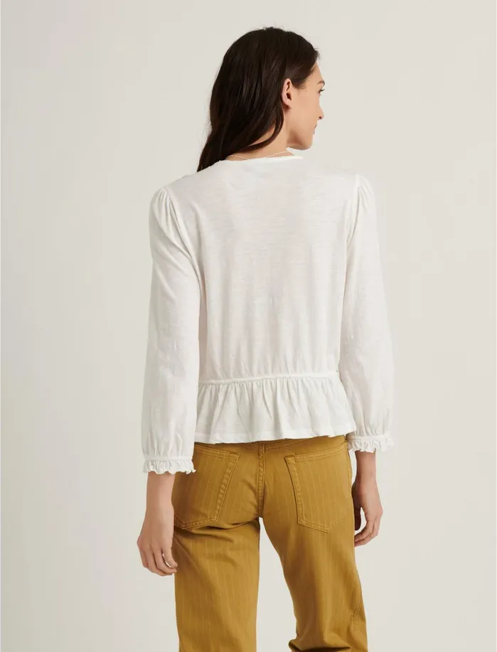 Blouses Women Lucky Brand Lace Tie Waist 3q Sleeve Top Bright White