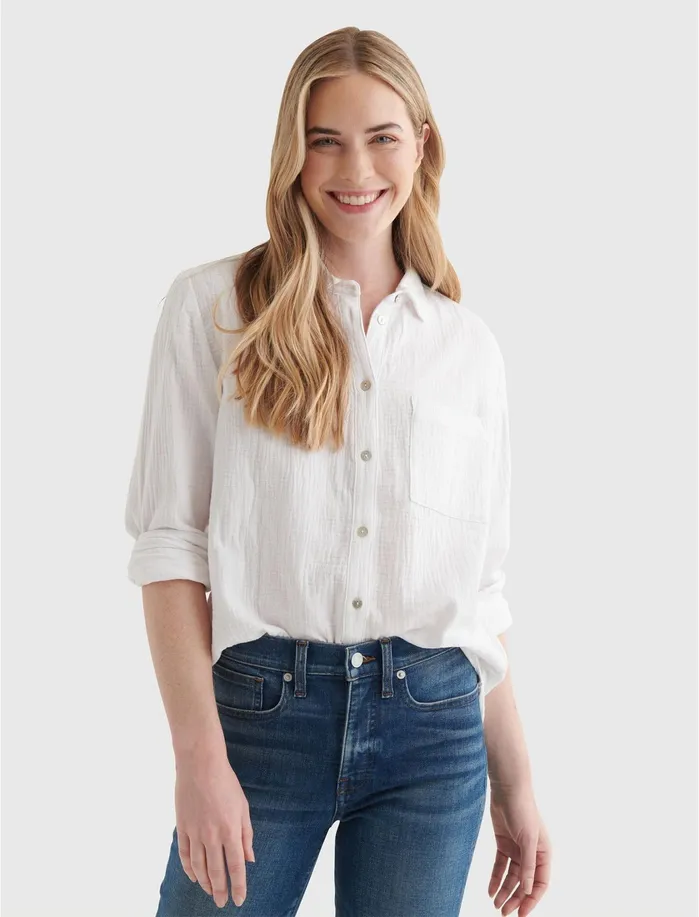 Blouses Women Lucky Brand Relaxed Shirt Bright White