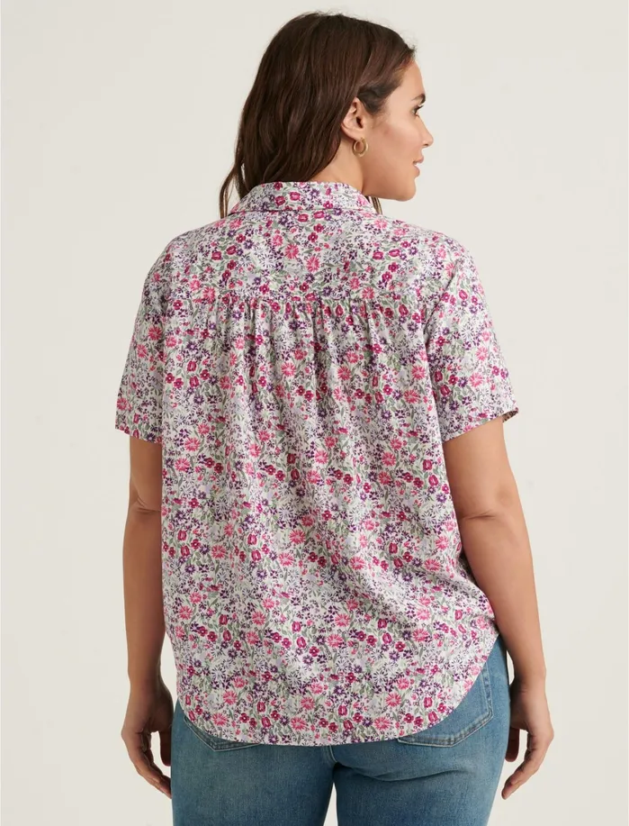 Blouses Women Lucky Brand Tie Front Shirt Pink Multi