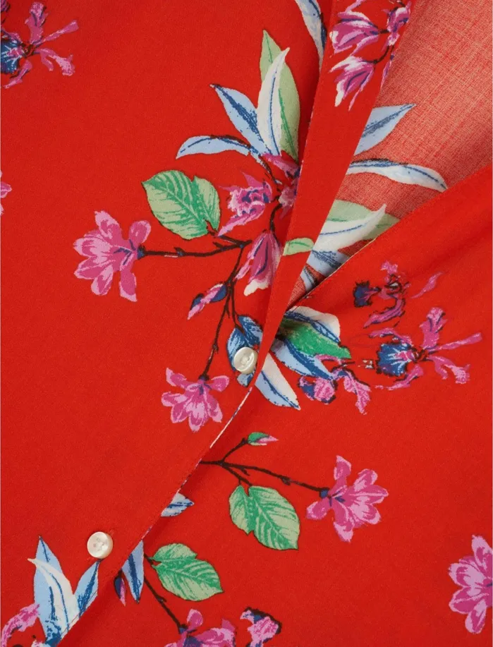 Blouses Women Lucky Brand Tropical Brooklyn Shirt Red Multi