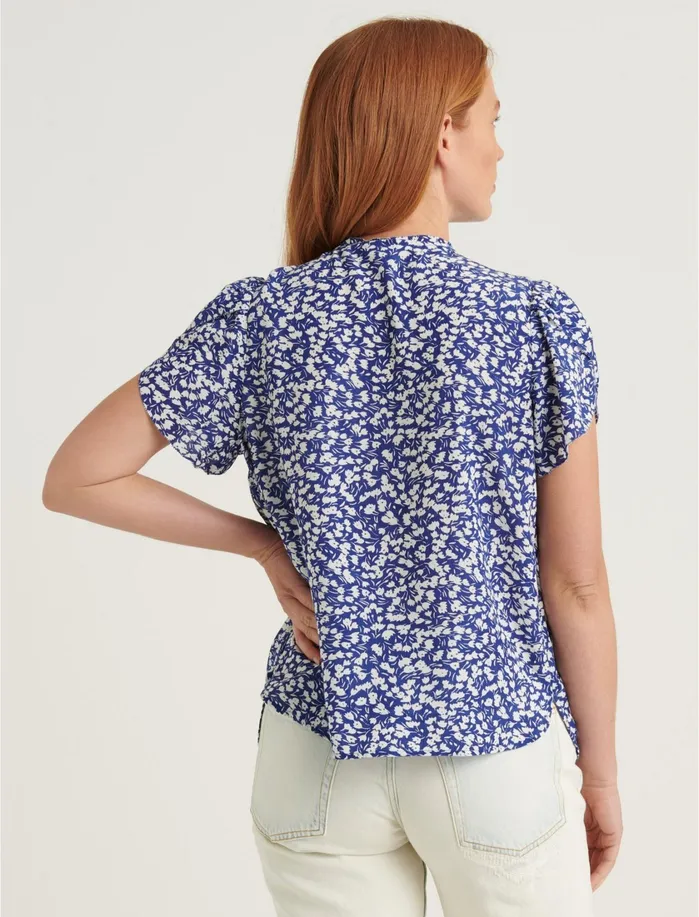 Blouses Women Lucky Brand Tulip Sleeve Top Navy Multi