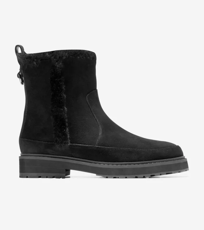 Boots And Booties Women Cole Haan Greenwich Bootie Black Suede Shearling Boots And Booties Women Cole Haan Greenwich Bootie Black Suede Shearling