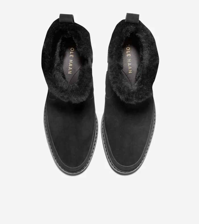 Boots And Booties Women Cole Haan Greenwich Bootie Black Suede Shearling Boots And Booties Women Cole Haan Greenwich Bootie Black Suede Shearling