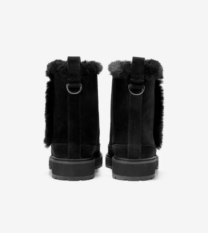 Boots And Booties Women Cole Haan Greenwich Bootie Black Suede Shearling Boots And Booties Women Cole Haan Greenwich Bootie Black Suede Shearling