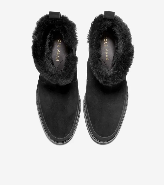Boots And Booties Women Cole Haan Greenwich Bootie Black Suede Shearling Boots And Booties Women Cole Haan Greenwich Bootie Black Suede Shearling