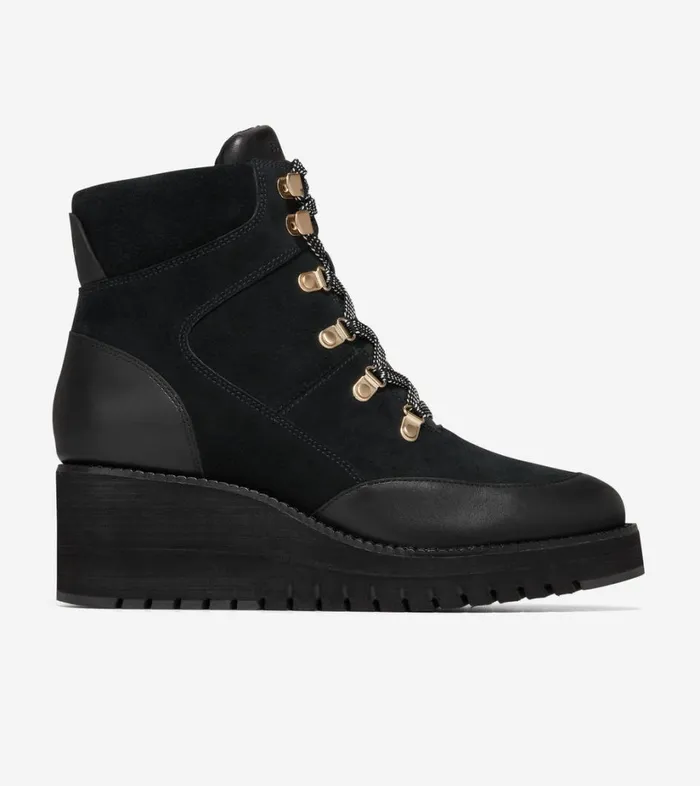Boots And Booties Women Cole Haan ZERGRAND City Wedge Hiker Boots Black