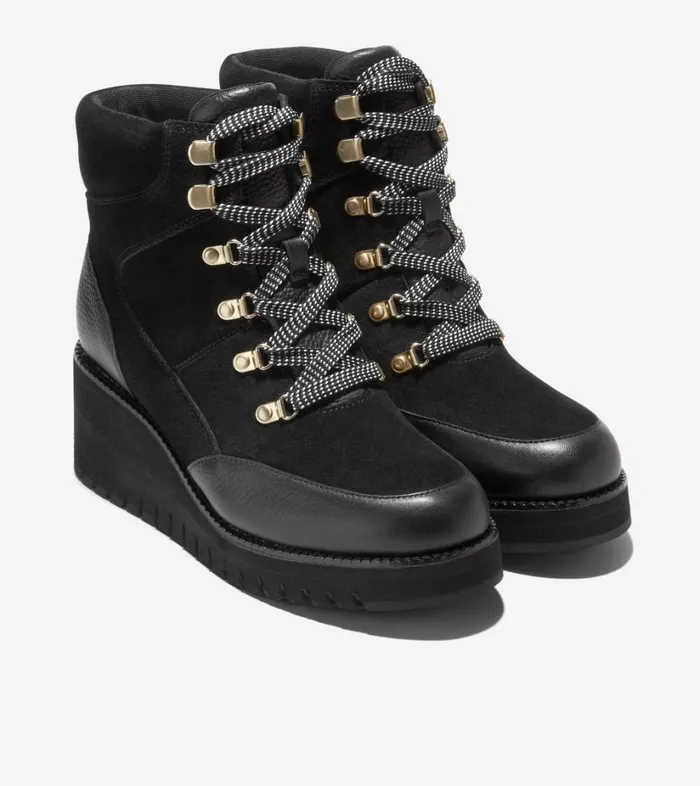 Boots And Booties Women Cole Haan ZERGRAND City Wedge Hiker Boots Black Boots And Booties Women Cole Haan ZERGRAND City Wedge Hiker Boots Black