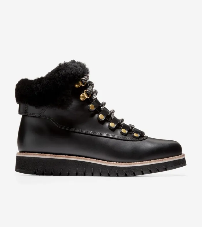 Boots And Booties Women Cole Haan ZERGRAND Explore Hiker Boot Black Leather