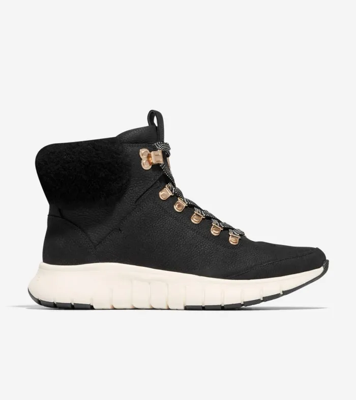 Boots And Booties Women Cole Haan ZERGRAND Field Hiking Boots Black Nubuckshearling