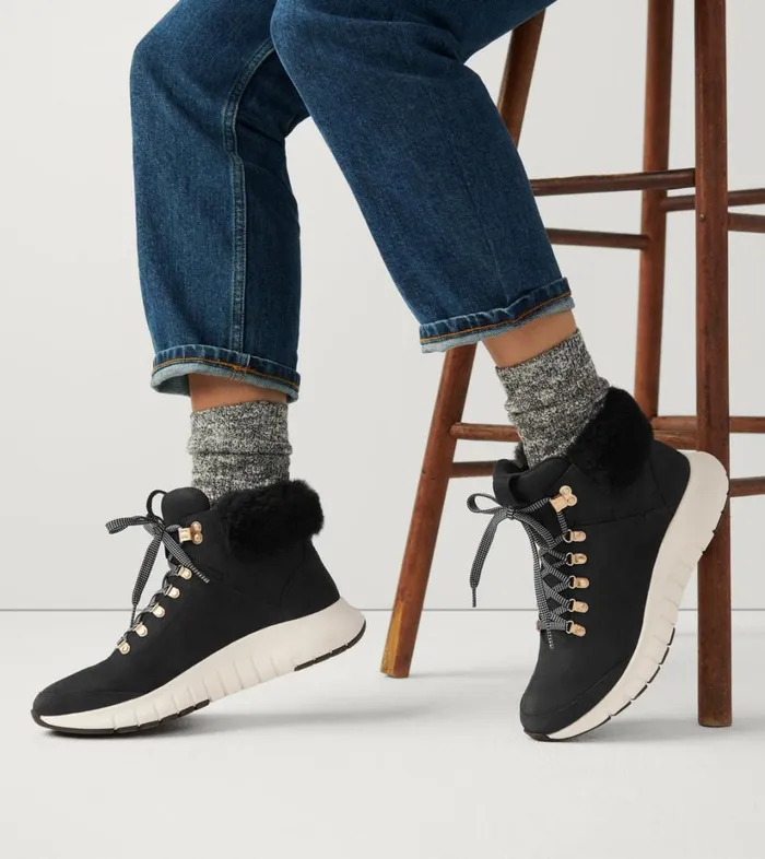 Boots And Booties Women Cole Haan ZERGRAND Field Hiking Boots Black Nubuckshearling Boots And Booties Women Cole Haan ZERGRAND Field Hiking Boots Black Nubuckshearling