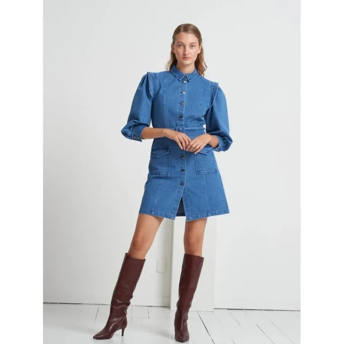 Bruuns Bazaar Dresses Womens Broomrap Zarah Dress Denim