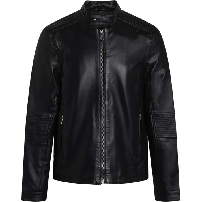 Bruuns Bazaar Outerwear Mens Thomas Leather Jacket Black