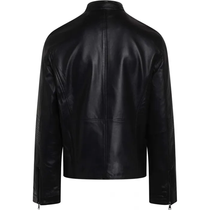 Bruuns Bazaar Outerwear Mens Thomas Leather Jacket Black Bruuns Bazaar Outerwear Mens Thomas Leather Jacket Black