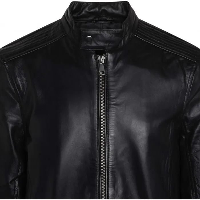 Bruuns Bazaar Outerwear Mens Thomas Leather Jacket Black Bruuns Bazaar Outerwear Mens Thomas Leather Jacket Black