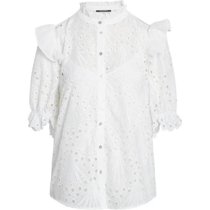 Bruuns Bazaar Shirts Womens Peacock Carola Shirt White Bruuns Bazaar Shirts Womens Peacock Carola Shirt White